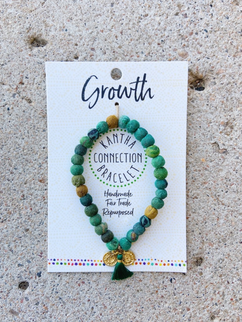 World Finds Kantha Connection Green Growth Bracelet